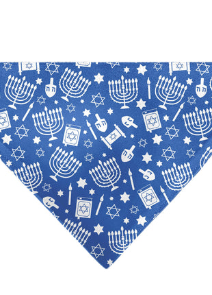 Pet Bandana - Hanukkah Holiday Symbols Blue/White