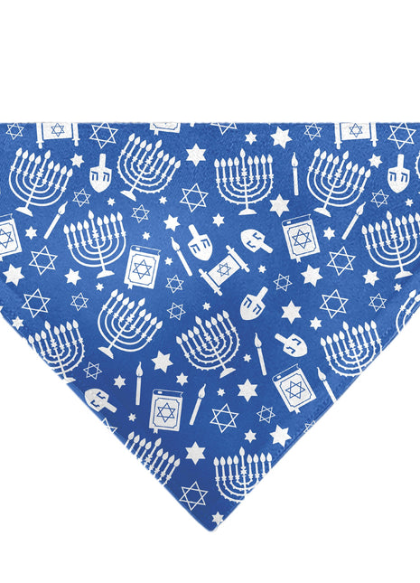 Pet Bandana - Hanukkah Holiday Symbols Blue/White