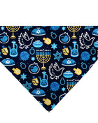 Pet Bandana - Hanukkah Holiday Symbols Black/Blues/Yellow