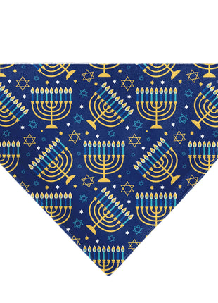 Pet Bandana - Hanukkah Holiday Menorah Blues/Yellows
