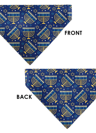 Pet Bandana - Hanukkah Holiday Menorah Blues/Yellows