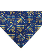Pet Bandana - Hanukkah Holiday Menorah Blues/Yellows