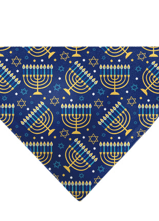 Pet Bandana - Hanukkah Holiday Menorah Blues/Yellows