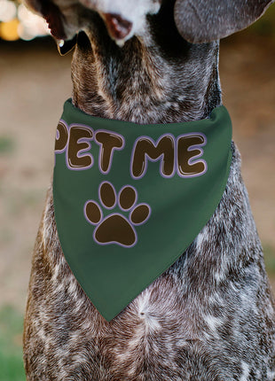 Pet Bandana - PET ME Text and Paw Olive/Pinks/Brown