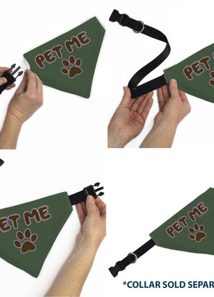 Pet Bandana - PET ME Text and Paw Olive/Pinks/Brown