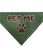 Pet Bandana - PET ME Text and Paw Olive/Pinks/Brown