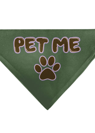 Pet Bandana - PET ME Text and Paw Olive/Pinks/Brown