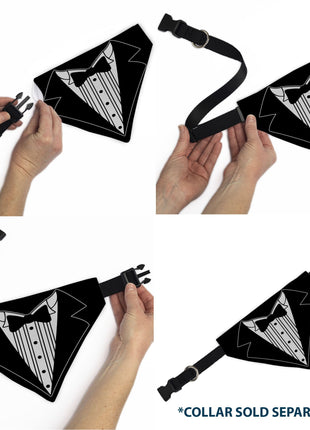 Pet Bandana - Tuxedo Shirt Print Black/White