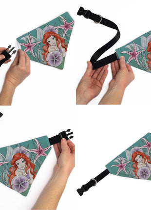 Pet Bandana - The Little Mermaid Ariel Pose and Shells Sketch