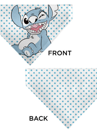 Pet Bandana - Lilo & Stitch Stitch Winking Pose and Polka Dots White/Blue