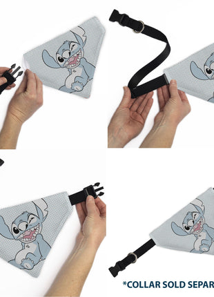 Pet Bandana - Lilo & Stitch Stitch Winking Pose and Polka Dots White/Blue