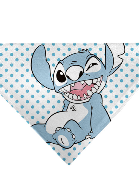Pet Bandana - Lilo & Stitch Stitch Winking Pose and Polka Dots White/Blue