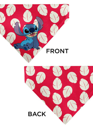 Pet Bandana - Lilo Dress Leaves & Stitch Sitting Pose Red/White