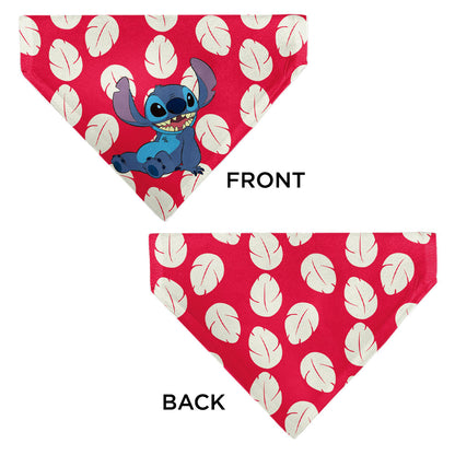 Pet Bandana - Lilo Dress Leaves & Stitch Sitting Pose Red/White