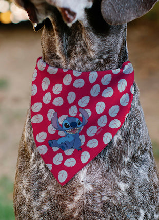 Pet Bandana - Lilo Dress Leaves & Stitch Sitting Pose Red/White