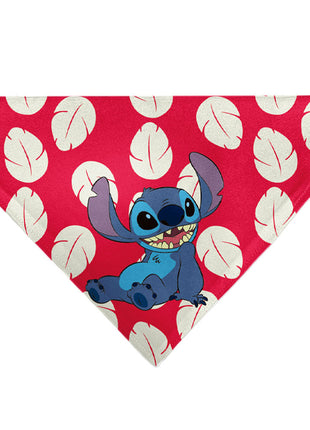 Pet Bandana - Lilo Dress Leaves & Stitch Sitting Pose Red/White