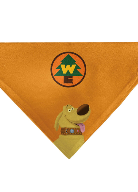 Pet Bandana - Up Dug Pose and Wilderness Explorer Badge Orange