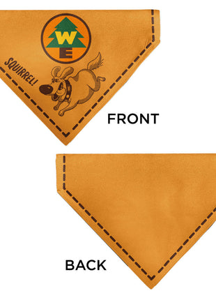 Pet Bandana - Up Dug SQUIRREL Pose and Wilderness Explorer Badge Orange