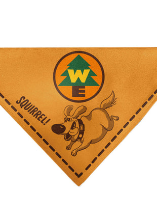 Pet Bandana - Up Dug SQUIRREL Pose and Wilderness Explorer Badge Orange