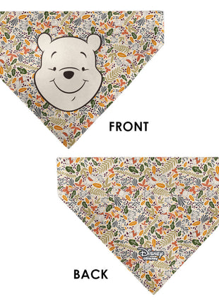 Pet Bandana - Winnie the Pooh Smiling Face/Foliage Collage Beige/Green/Orange/Yellow