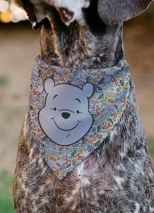 Pet Bandana - Winnie the Pooh Smiling Face/Foliage Collage Beige/Green/Orange/Yellow