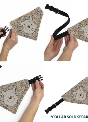Pet Bandana - Winnie the Pooh Smiling Face/Foliage Collage Beige/Green/Orange/Yellow