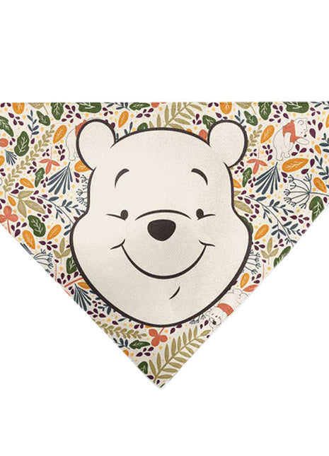 Pet Bandana - Winnie the Pooh Smiling Face/Foliage Collage Beige/Green/Orange/Yellow