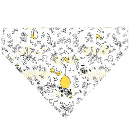 Pet Bandana - Winnie the Pooh Balloon Pose and Foliage Collage Beige/Black/Yellows