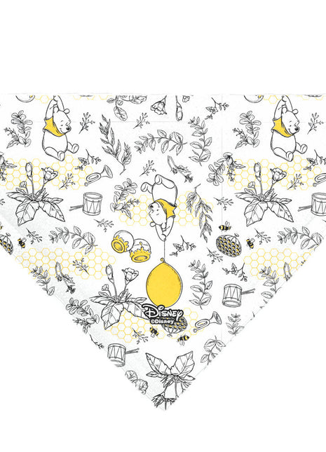 Pet Bandana - Winnie the Pooh Balloon Pose and Foliage Collage Beige/Black/Yellows