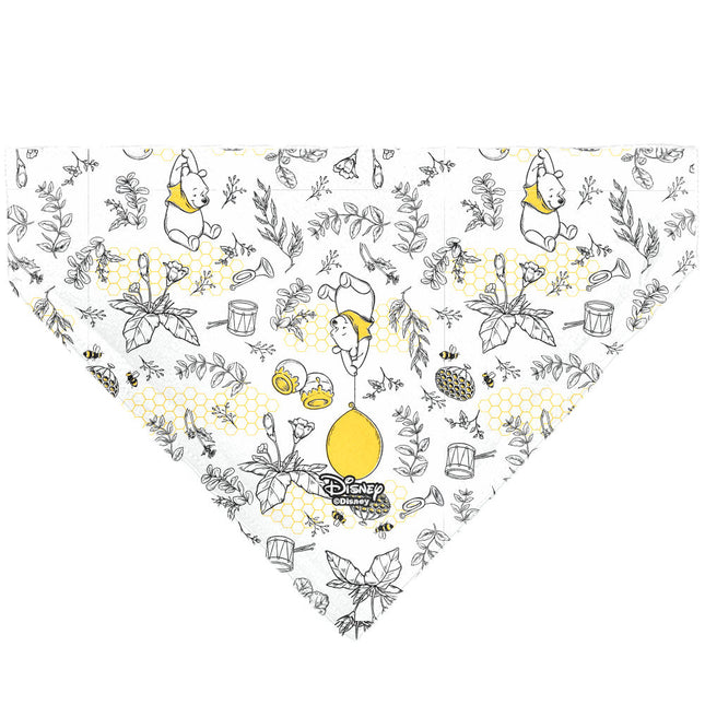 Pet Bandana - Winnie the Pooh Balloon Pose and Foliage Collage Beige/Black/Yellows