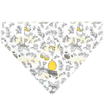 Pet Bandana - Winnie the Pooh Balloon Pose and Foliage Collage Beige/Black/Yellows