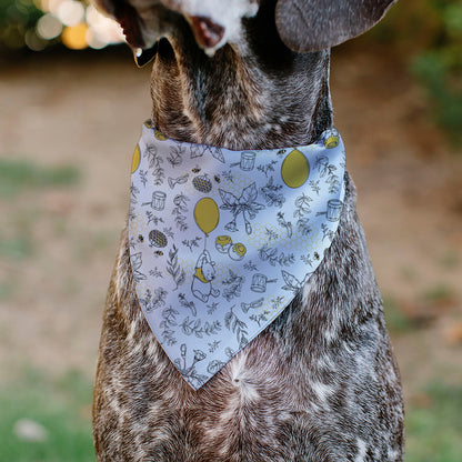 Pet Bandana - Winnie the Pooh Balloon Pose and Foliage Collage Beige/Black/Yellows