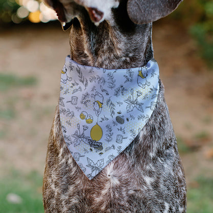 Pet Bandana - Winnie the Pooh Balloon Pose and Foliage Collage Beige/Black/Yellows