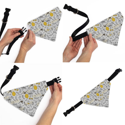 Pet Bandana - Winnie the Pooh Balloon Pose and Foliage Collage Beige/Black/Yellows