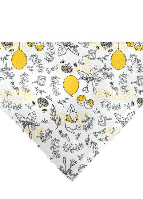 Pet Bandana - Winnie the Pooh Balloon Pose and Foliage Collage Beige/Black/Yellows