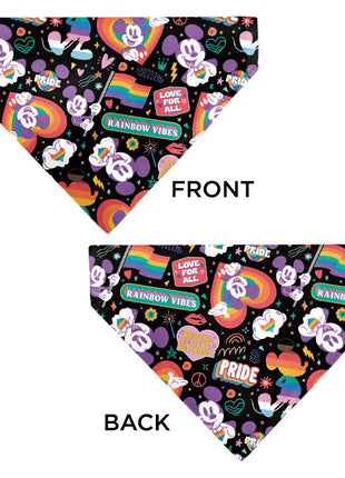 Pet Bandana - Mickey Mouse Pride Poses Rainbow Collage Black