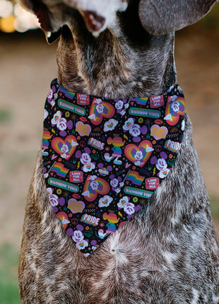 Pet Bandana - Mickey Mouse Pride Poses Rainbow Collage Black