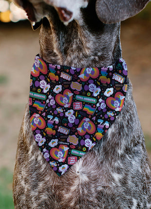 Pet Bandana - Mickey Mouse Pride Poses Rainbow Collage Black