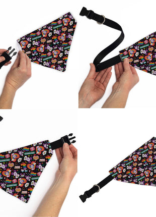 Pet Bandana - Mickey Mouse Pride Poses Rainbow Collage Black