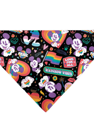 Pet Bandana - Mickey Mouse Pride Poses Rainbow Collage Black