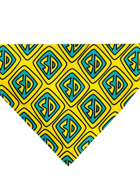 Pet Bandana - Scooby Doo Logo Centered and Collage Blue/Yellow