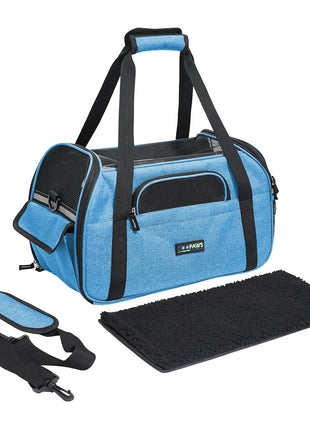 GOOPAWS Soft Sided Pet Cat Carrier Perfect for Travel, Turquoise, 19"