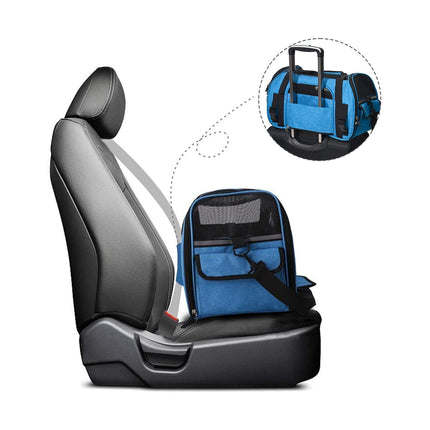 GOOPAWS Soft Sided Pet Cat Carrier Perfect for Travel, Turquoise, 19"