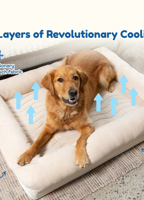 PupChill™ Cooling 4-Bolster Dog Bed - Arctic Sand