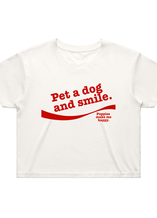Pet A Dog And Smile Crop Tee | Gift for Dog Lovers | Made in USA