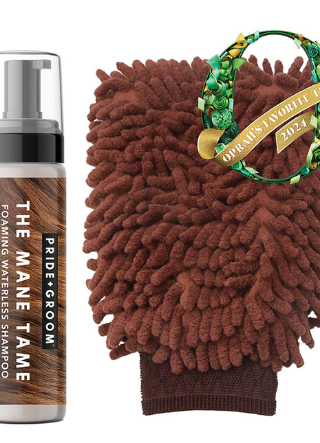 THE MITT KIT | Dog grooming set with waterless shampoo & dual-sided grooming mitt for dogs & cats.