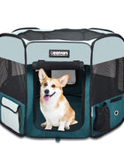 Jespet 2-Door Portable Soft-Sided Dog, Cat & Small Pet Exercise Playpen, Teal Blue, 45''