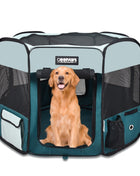 Jespet 2-Door Portable Soft-Sided Dog, Cat & Small Pet Exercise Playpen, Teal Blue, 61''