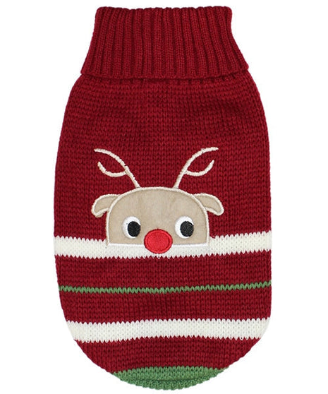 Parisian Pet 'Reindeer Sweater' for Dogs – Stylish & Cozy Christmas Sweater, Red