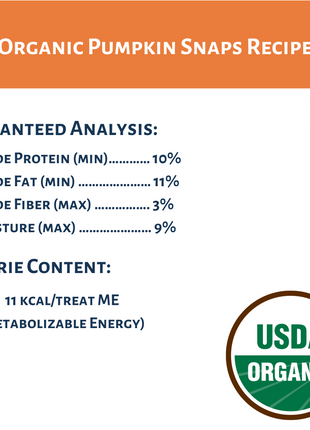 Dog Mamma's Organic Pumpkin Snaps Recipe- USDA Organic Certified Dog Treats